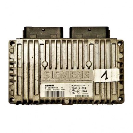 Calculateur moteur Siemens, BOITE AUTOMATIQUE, S105280005E, HOM7700102887, 7700111874